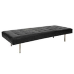 Load image into Gallery viewer, Daybed Upholstered with buttoned black leather cushion. - Deszine Talks
