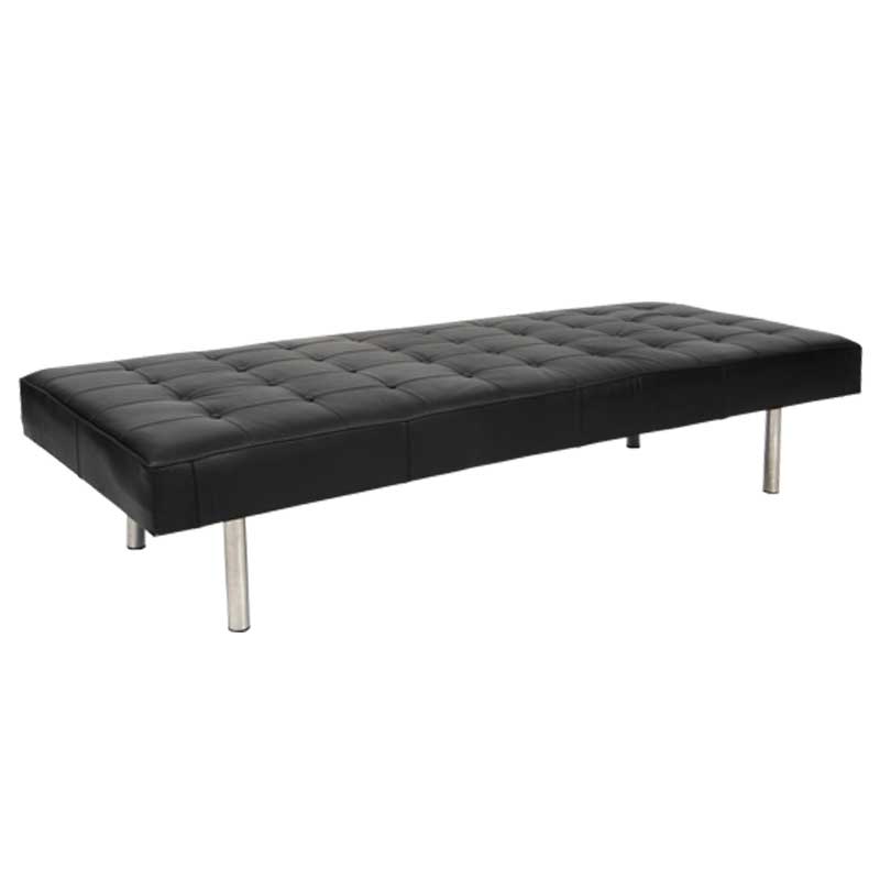 Daybed Upholstered with buttoned black leather cushion. - Deszine Talks