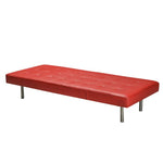 Load image into Gallery viewer, Daybed in buttoned red leather with steel legs - Deszine Talks
