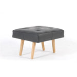 Load image into Gallery viewer, Leather upholstery with button square stool with wooden Legs - Deszine Talks
