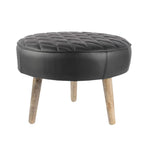 Load image into Gallery viewer, Leather upholstery round stool with wooden Legs - Deszine Talks
