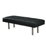 Load image into Gallery viewer, Bench in buttoned black leather and polished steel - Deszine Talks
