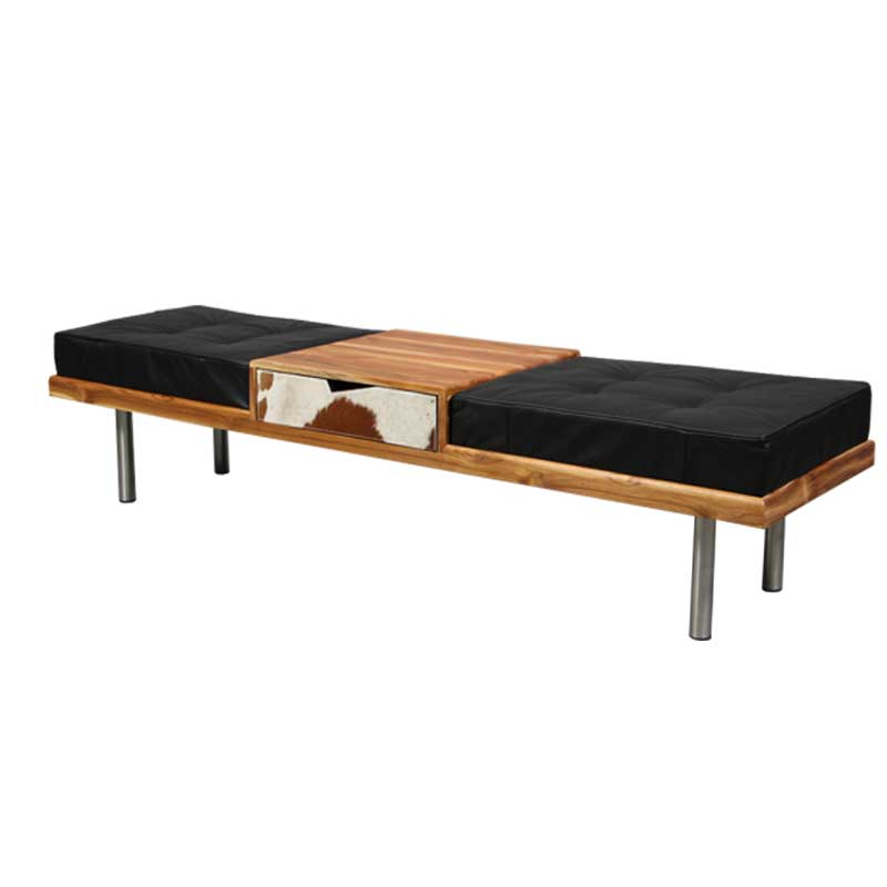 Bench / hall furniture with leather cushion and steel legs - Deszine Talks