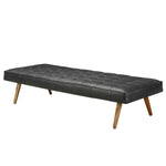 Load image into Gallery viewer, Daybed in black leather with wooden legs - Deszine Talks
