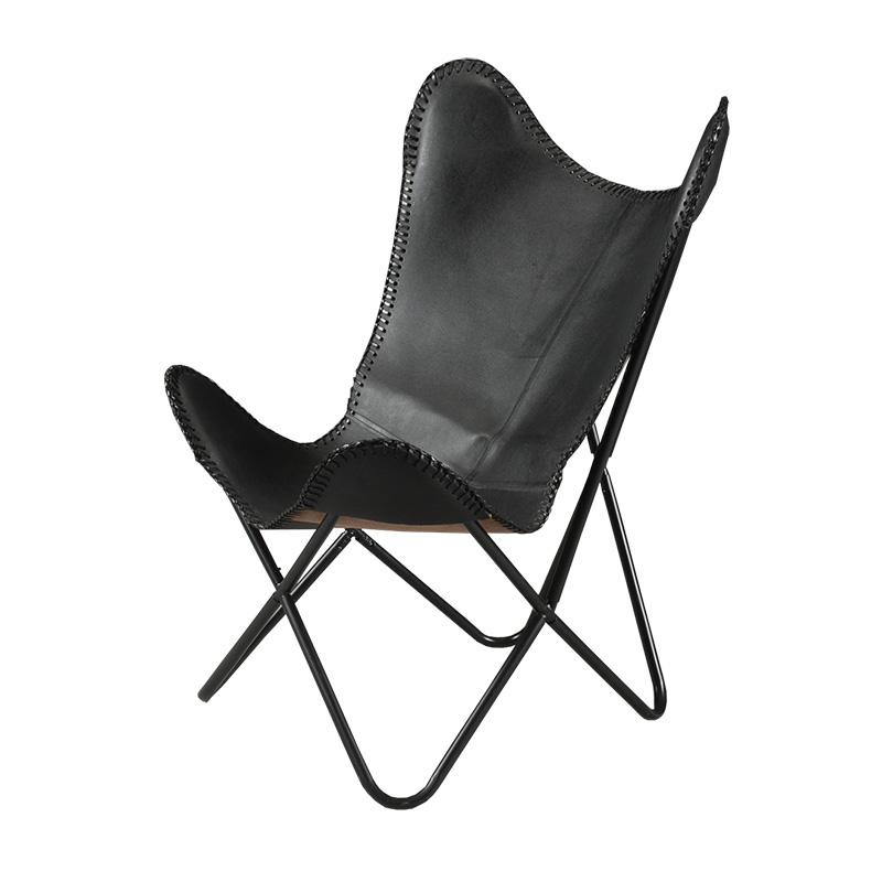 Butterfly Chair with Black Leather Seat - Deszine Talks