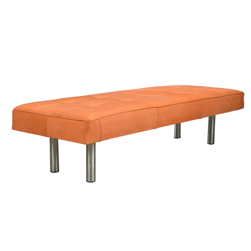 Upholstery Leather Bench, Cognac color