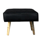 Load image into Gallery viewer, Leather upholstery square stool with wooden Legs - Deszine Talks
