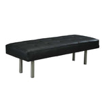 Load image into Gallery viewer, Bench in buttoned black leather and polished steel - Deszine Talks
