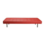 Load image into Gallery viewer, Daybed in buttoned red leather with steel legs - Deszine Talks
