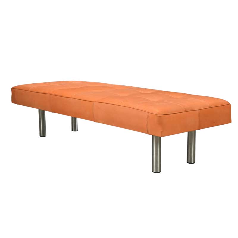 Upholstery Leather Bench, Cognac color