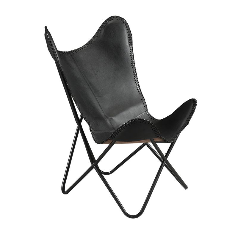 Butterfly Chair with Black Leather Seat - Deszine Talks