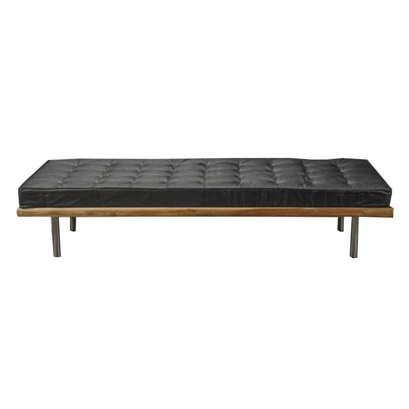 Daybed made of exotic hardwood, black leather - Deszine Talks