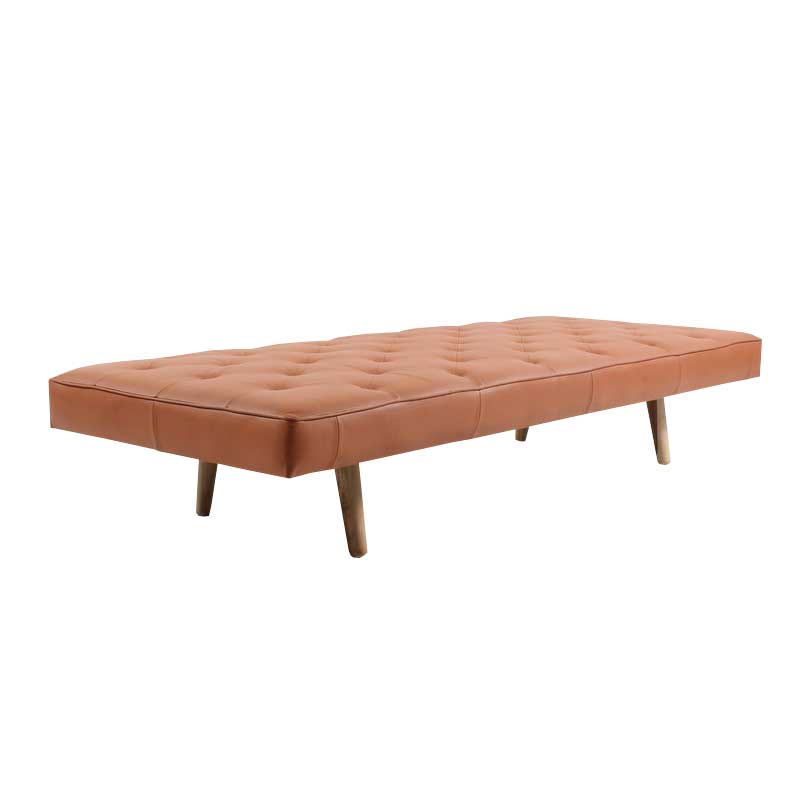 Daybed in Tan color Leather with wooden Legs - Deszine Talks