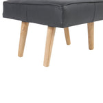 Load image into Gallery viewer, Leather upholstery with button square stool with wooden Legs - Deszine Talks
