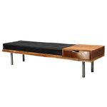 Load image into Gallery viewer, Teak and leather bench / entrance furniture with steel legs
