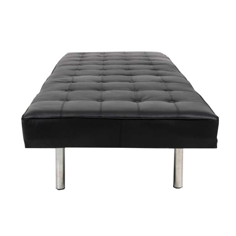 Daybed Upholstered with buttoned black leather cushion. - Deszine Talks