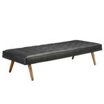 Load image into Gallery viewer, Daybed in black leather with wooden legs - Deszine Talks
