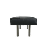 Load image into Gallery viewer, Bench in buttoned black leather and polished steel - Deszine Talks
