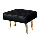 Load image into Gallery viewer, Leather upholstery square stool with wooden Legs - Deszine Talks
