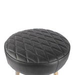 Load image into Gallery viewer, Leather upholstery round stool with wooden Legs - Deszine Talks
