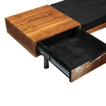 Load image into Gallery viewer, Teak and leather bench / entrance furniture with steel legs
