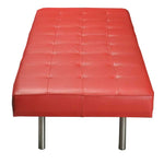 Load image into Gallery viewer, Daybed in buttoned red leather with steel legs - Deszine Talks
