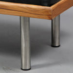 Load image into Gallery viewer, Teak and leather bench / entrance furniture with steel legs
