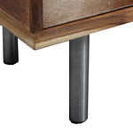 Load image into Gallery viewer, Teak and leather bench / entrance furniture with steel legs
