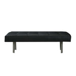 Load image into Gallery viewer, Bench in buttoned black leather and polished steel - Deszine Talks
