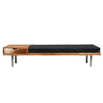 Load image into Gallery viewer, Teak and leather bench / entrance furniture with steel legs
