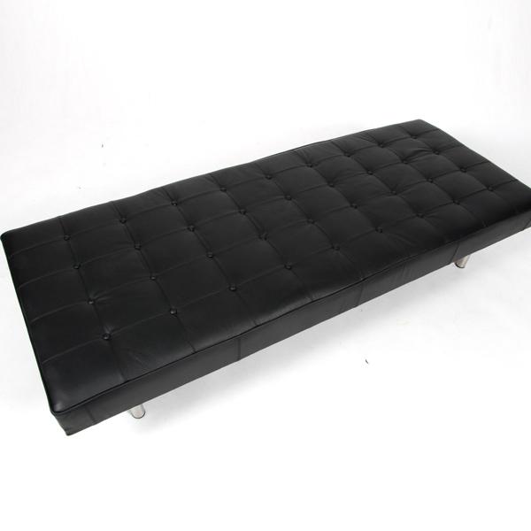 Daybed Upholstered with buttoned black leather cushion. - Deszine Talks