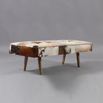 Load image into Gallery viewer, Bench in cowhide leather with wooden legs - Deszine Talks
