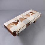 Load image into Gallery viewer, Bench in cowhide leather with wooden legs - Deszine Talks
