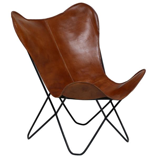 Butterfly Chair in Tan Color Leather - Deszine Talks