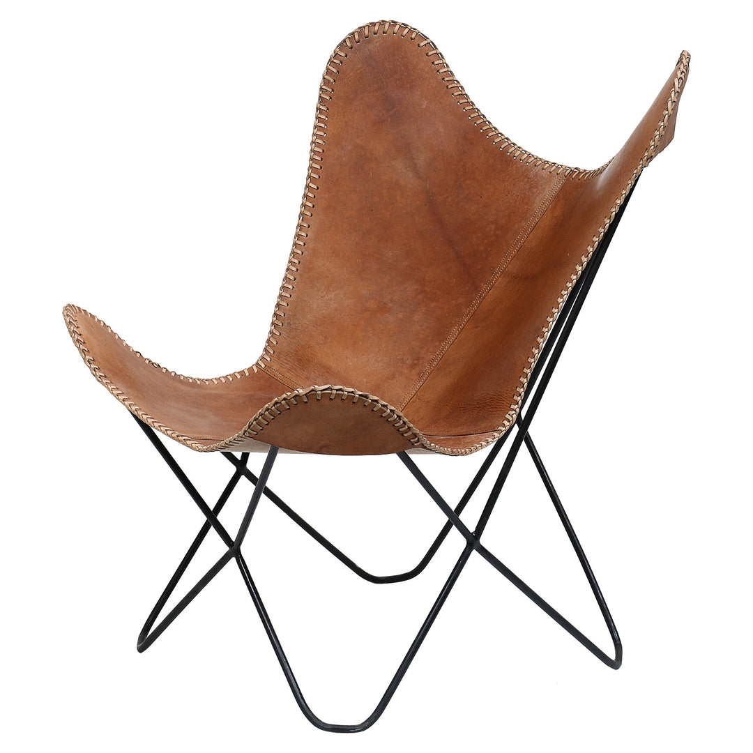 Butterfly Chair with Black Leather Seat - Deszine Talks