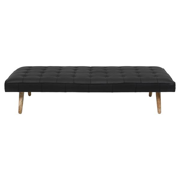 Daybed in buttoned black leather with massive oblique legs - Deszine Talks