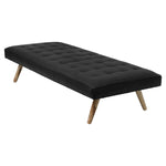 Load image into Gallery viewer, Daybed in buttoned black leather with massive oblique legs - Deszine Talks
