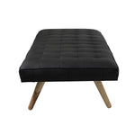 Load image into Gallery viewer, Daybed in buttoned black leather with massive oblique legs - Deszine Talks
