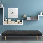 Load image into Gallery viewer, Daybed in buttoned black leather with massive oblique legs - Deszine Talks
