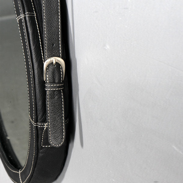 Leather Hanging Round Mirror